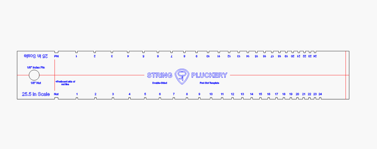Fret slotting template showing engraved fret positions